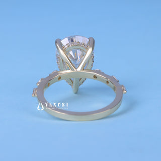 2.0CT Pear Cut Moissanite Diamond Hidden Halo Pave Engagement Ring