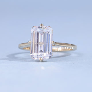 3.0CT Emerald Cut Moissanite Diamond Hidden Halo Cathedral Engagement Ring