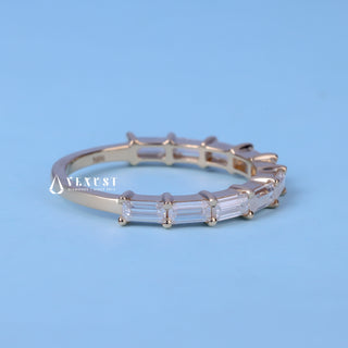 0.60CT Baguette Shaped Bar Set  Moissanite Diamond Wedding Band