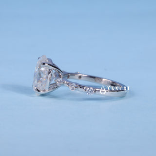 Brilliant 1.50ct oval pave moissanite ring side profile view