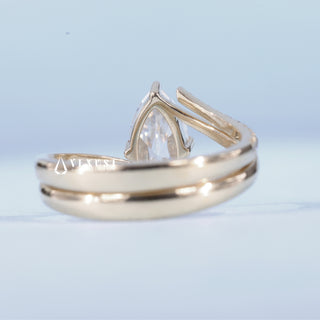 Shimmering 1.0ct marquise moissanite wedding band side profile view