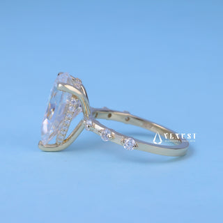 2.0CT Pear Cut Moissanite Diamond Hidden Halo Pave Engagement Ring