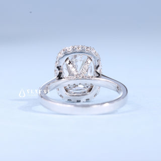 2.0CT Elongated Cushion Cut Moissanite Diamond Halo Cathedral Engagement Ring