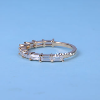 0.60CT Baguette Shaped Bar Set  Moissanite Diamond Wedding Band