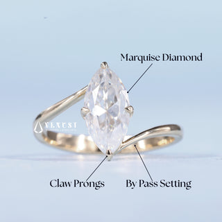 Lustrous 1.0ct marquise moissanite ring shown on a finger