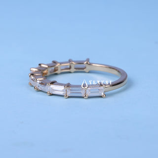 0.60CT Baguette Shaped Bar Set  Moissanite Diamond Wedding Band