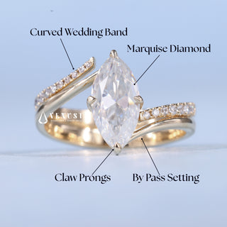 Shimmering 1.0ct marquise moissanite wedding band shown on a finger