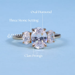 1.0CT Oval Cut Moissanite Diamond Three Stone Engagement Ring