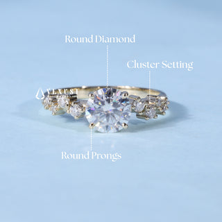 Stunning 1.0ct round cluster moissanite ring top view