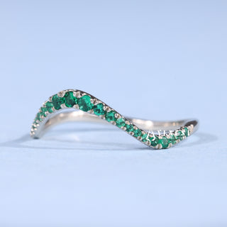 Round Moissanite Diamond Unique Curved Wedding Band