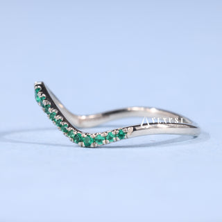 Round Moissanite Diamond Unique Curved Wedding Band