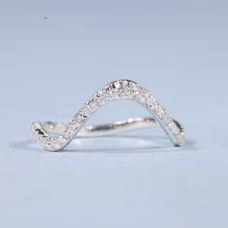 Round Moissanite Diamond Unique Curved Wedding Bands For Women