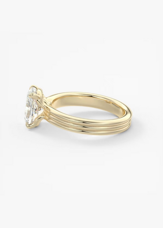 Elongated cushion triple band moissanite ring side view