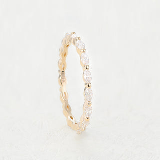 Graceful 1.44ct marquise full eternity moissanite wedding band close up of the setting