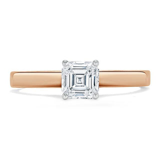 1.0 CT Asscher Cut Solitaire Halo Moissanite Engagement Ring detail view