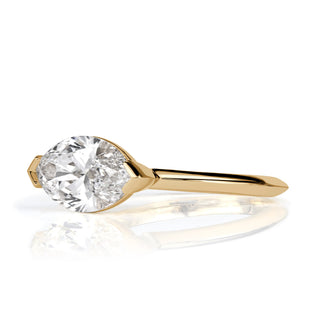 East west marquise moissanite solitaire ring side view