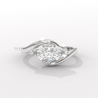 East west marquise cut moissanite ring side profile