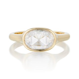 oval moissanite rings east west center view