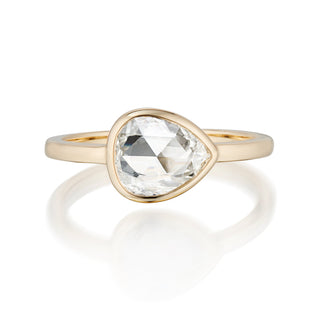 pear moissanite ring east west bezel front view