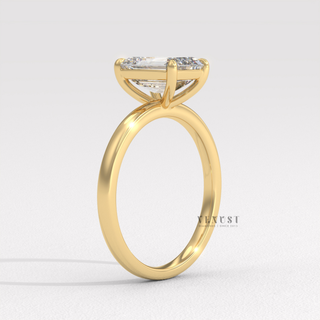 Rose gold emerald cut moissanite ring detail  Emerald Solitaire detail view 9