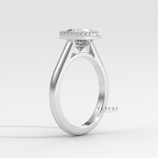 Elegant cushion unique bezel moissanite ring design