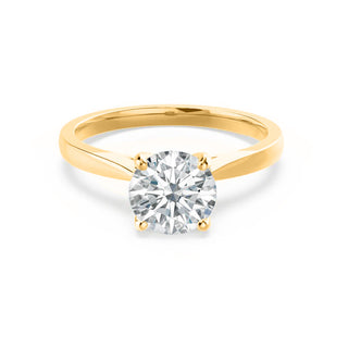 Lustrous 1.20ct round solitaire moissanite ring close up of the setting