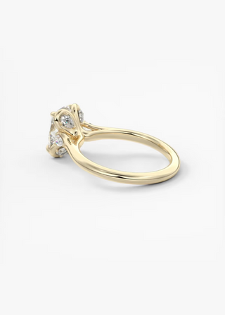 three stone moissanite ring bezel setting detail