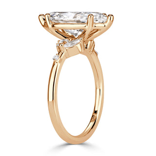 Marquise cluster moissanite engagement ring close up detail