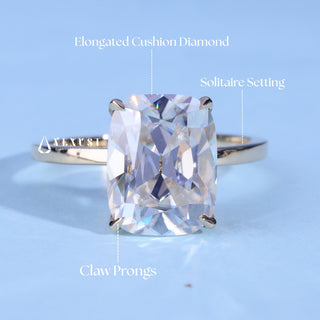 Stunning 2.0ct cushion solitaire moissanite ring shown on a finger