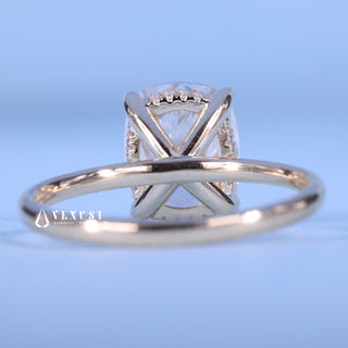 2.50CT Elongated Cushion Cut Moissanite Diamond Hidden Halo Solitaire Engagement Ring