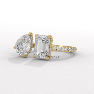 Toi et moi moissanite engagement ring close up