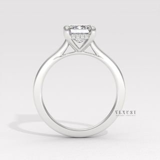 Moissanite rings emerald cut with hidden halo detail