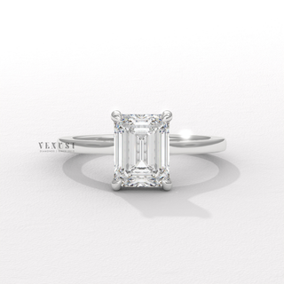Emerald cathedral hidden halo moissanite ring front view