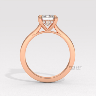 Emerald cut ring for women with elevated setting