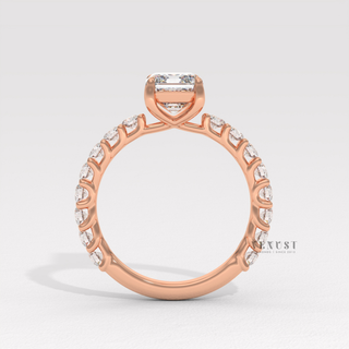 Emerald cut bridal moissanite ring top view