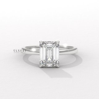 Emerald cut moissanite ring with solitaire setting