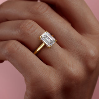 1.91 CT Emerald Cut Hidden Halo Solitaire Moissanite Diamond Engagement Ring