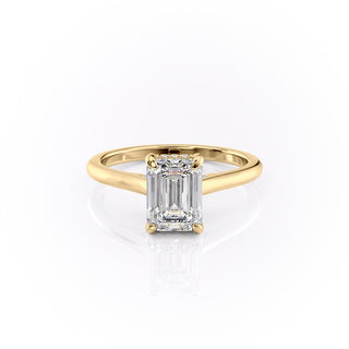 1.91 CT Emerald Cut Hidden Halo Solitaire Moissanite Diamond Engagement Ring