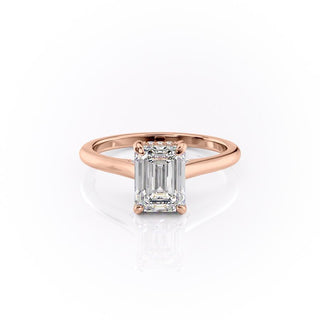 1.91 CT Emerald Cut Hidden Halo Solitaire Moissanite Diamond Engagement Ring
