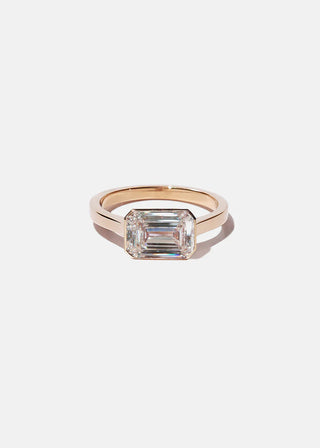 2.50ct Emerald East West Diamond Bezel Solitaire Engagement Ring With Wedding Band