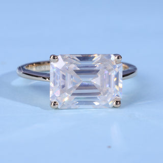 2.50CT Emerald Cut Moissanite Diamond East West Engagement Rings