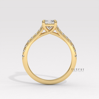 Cushion moissanite ring for women with bright shine