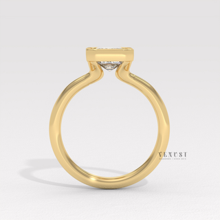 Moissanite rings emerald cut with bezel design