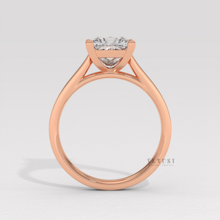 Elegant princess 3/4 pave cathedral ring design