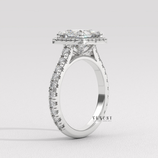 Elegant Pave Princess Cut Moissanite Engagement Ring setting detail