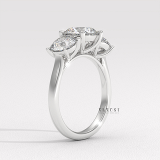 Rose gold round cut moissanite ring on hand