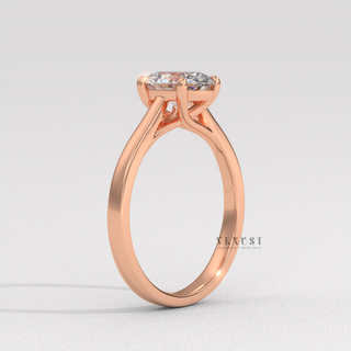 Oval cut moissanite ring on hand  Oval Cathedral detail view 8