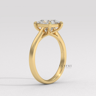 Rose gold princess cut moissanite ring on hand