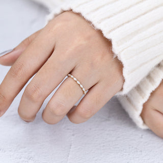 Graceful 1.44ct marquise full eternity moissanite wedding band top view