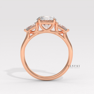 Elegant round three stone moissanite engagement ring